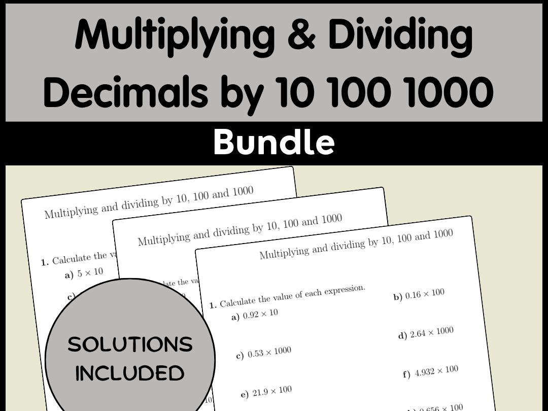 Multiplying & Dividing Decimals by 10 100 1000 Bundle