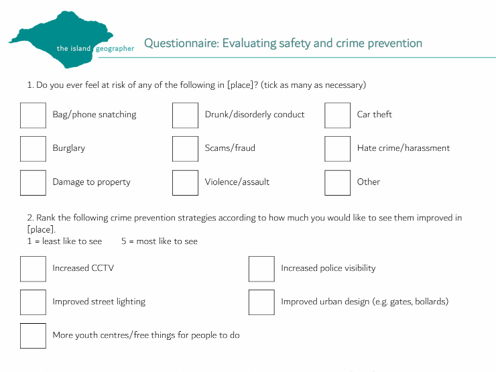 Questionnaire: Evaluating safety and crime prevention