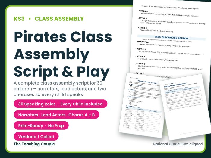 Pirates Class Assembly Script & Play | Years 7–10 | No Prep Whole-Class Drama