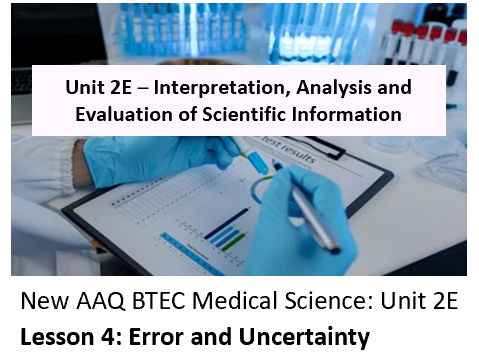 NEW: AAQ BTEC Medical Science Unit 2E Data and Reporting – Lesson 4