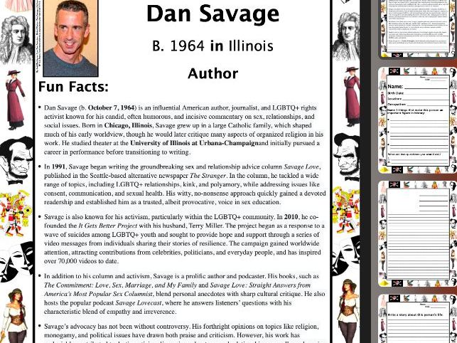 Dan Savage PACKET & ACTIVITIES, Important Historical Figures Series