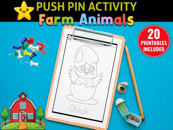 Farm Animals Push Pin Poke Art - Fine Motor Activity | Animal Poke a Picture