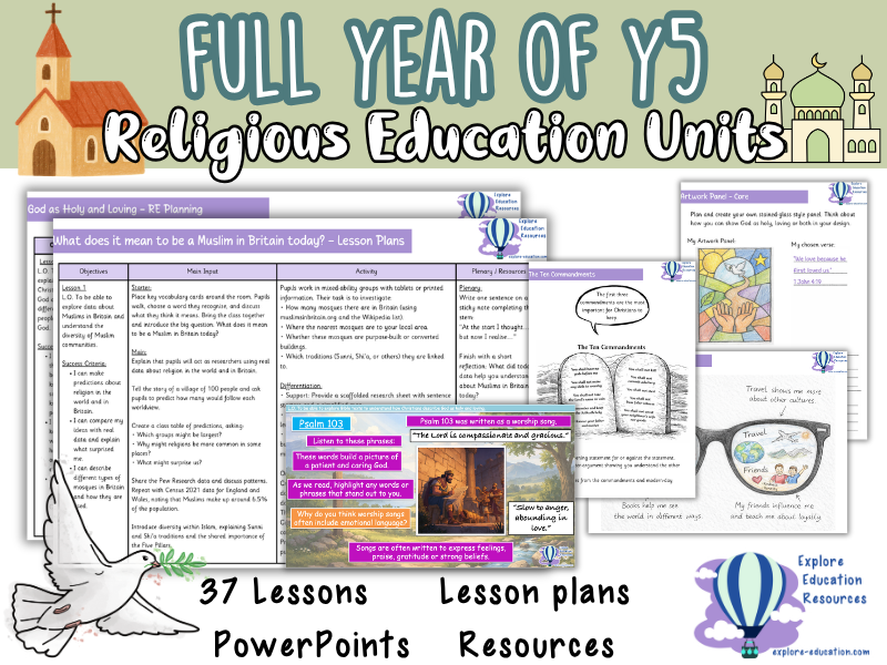 Year 5 - FULL YEAR of RE Units - Christianity, Humanism, Islam and Judaism