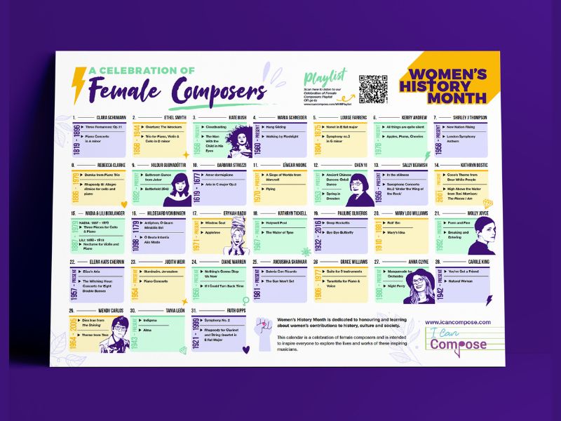Women's History Month Listening Calendar