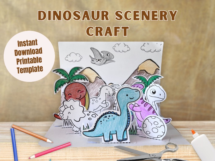 Dinosaur Colour and play set, Printable activity