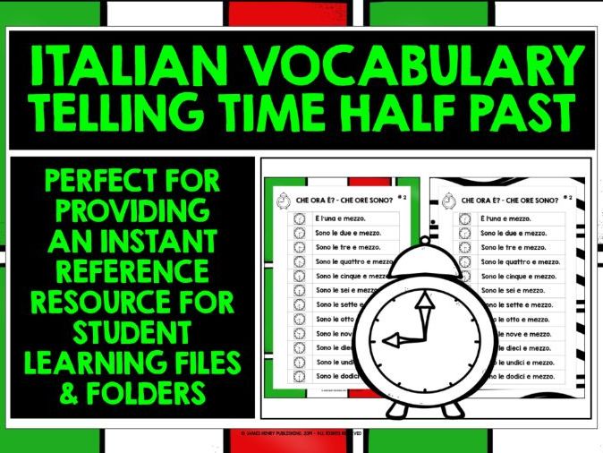ITALIAN TELLING TIME LIST FREEBIE #2 | Teaching Resources