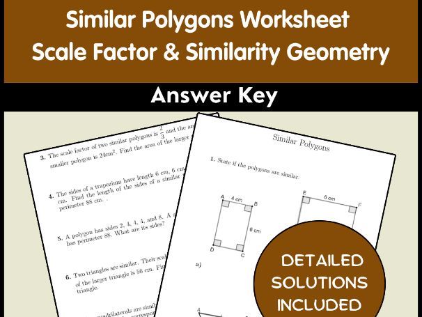 Similar Polygons Worksheet | Scale Factor & Similarity Geometry | Answer Key