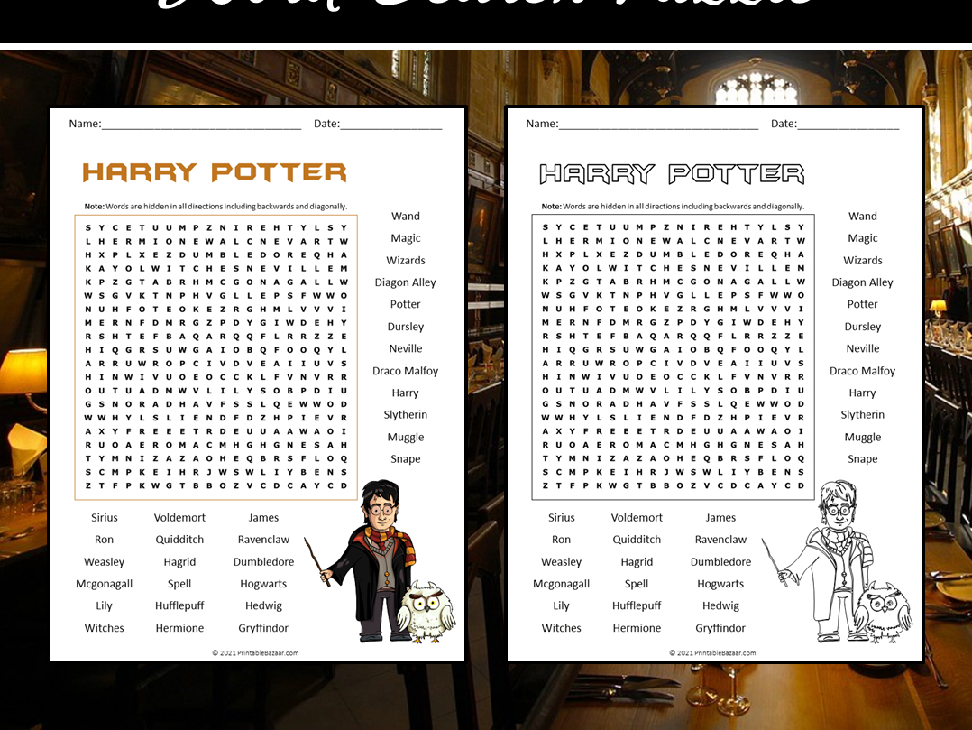 Harry Potter Word Search Puzzle Teaching Resources