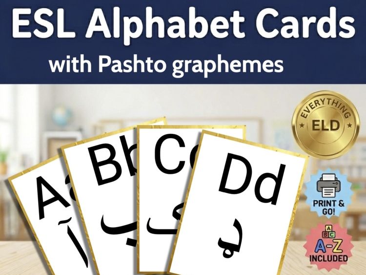 Pashto-English EAL Alphabet Letter Cards