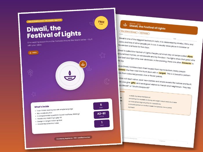 FREE Diwali KS2 EAL Reading Comprehension