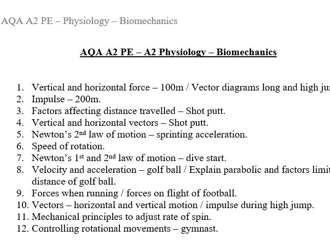 AQA A Level PE Exam Qs - Old A2 level by topic Older specifications
