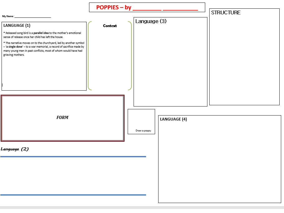 Conflict Poetry - Poppies: Lesson 2 - Language, Form, Structure & Context