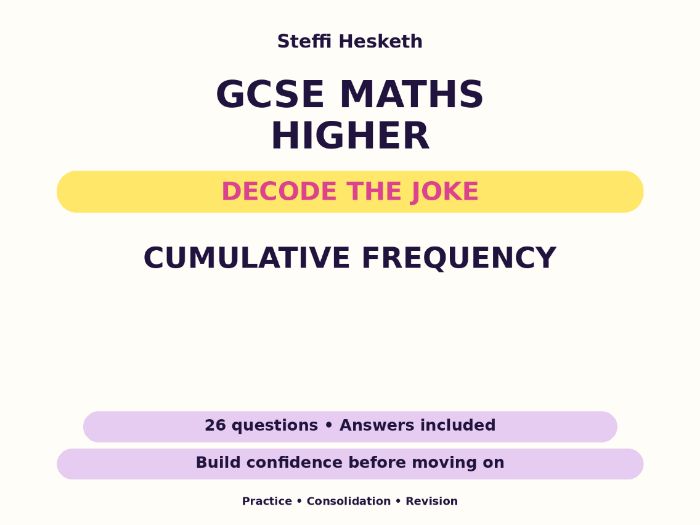 Cumulative Frequency | GCSE Decode the Joke + Answers