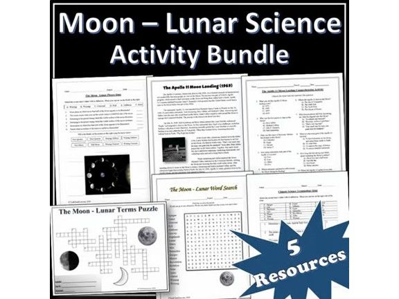 The Moon - Lunar Activity Bundle | Science Worksheets | Puzzles | EDITABLE