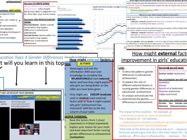 AQA A-level Sociology: Education Topic 4 Gender and education - Why girls are doing better?