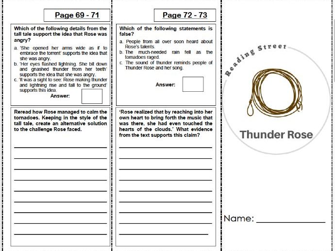 Thunder Rose 5th Grade Reading Street Teaching Resources