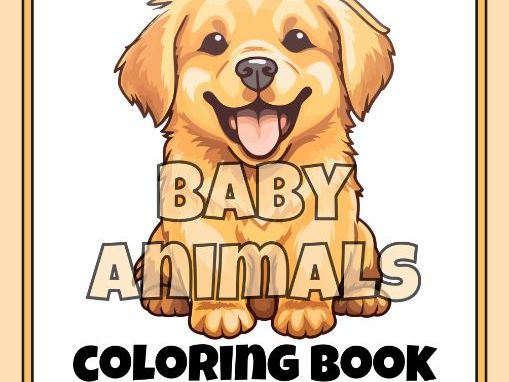 Baby Animal Coloring Worksheets in Grayscale with Writing Lines – Fun Early Learning Resource for Ki