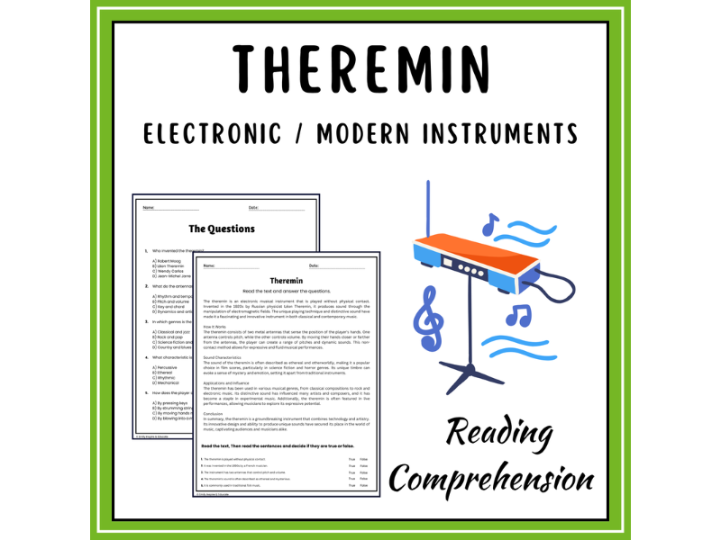 Theremin Reading Comprehension Passages & Questions Worksheets ...