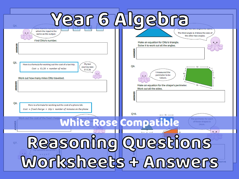 Solve The Math Logic Question Year 6 Algebra Reasoning Questions Worksheets | Teaching Resources