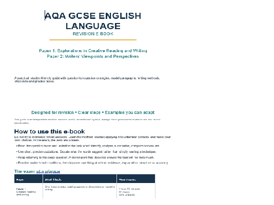 New 2026 AQA GCSE English Language Revision E-book Paper 1 + Paper 2 Revision Guide +  Examples