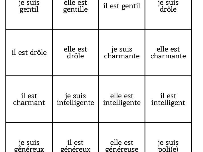 Bingo - French la personnalité