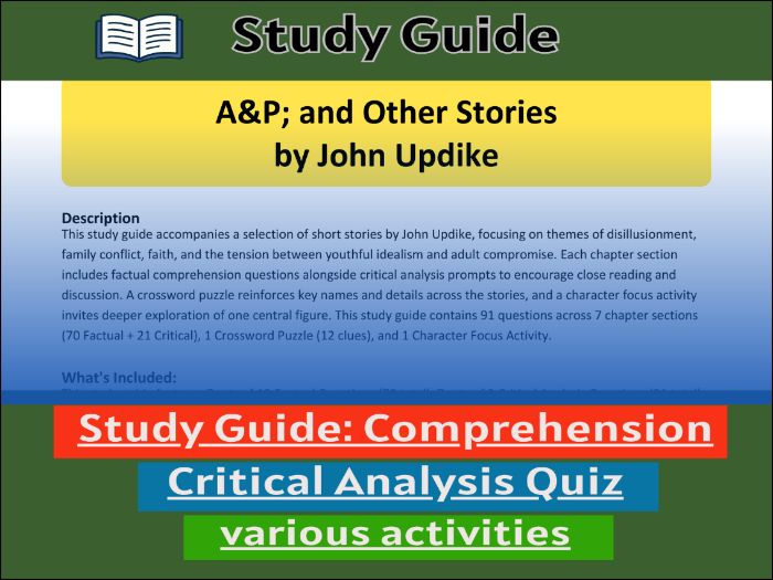 A&P and Other Stories by John Updike, study guide & Activities
