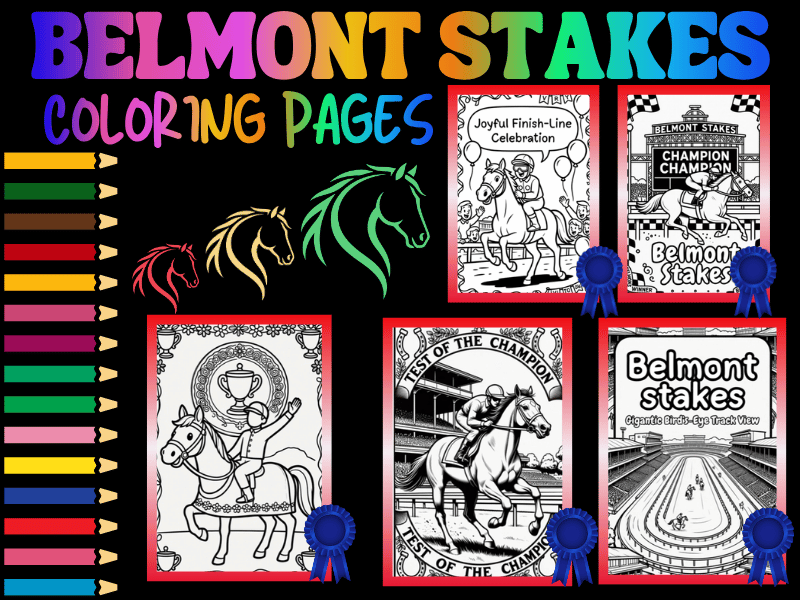 Belmont Stakes Horse Racing Coloring Pages for Kids NO PREP Activity Printables