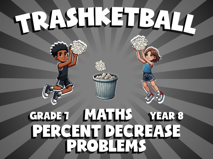 Percent Decrease Problems TRASHKETBALL Maths Game | No-Prep Year 8 Review Activity