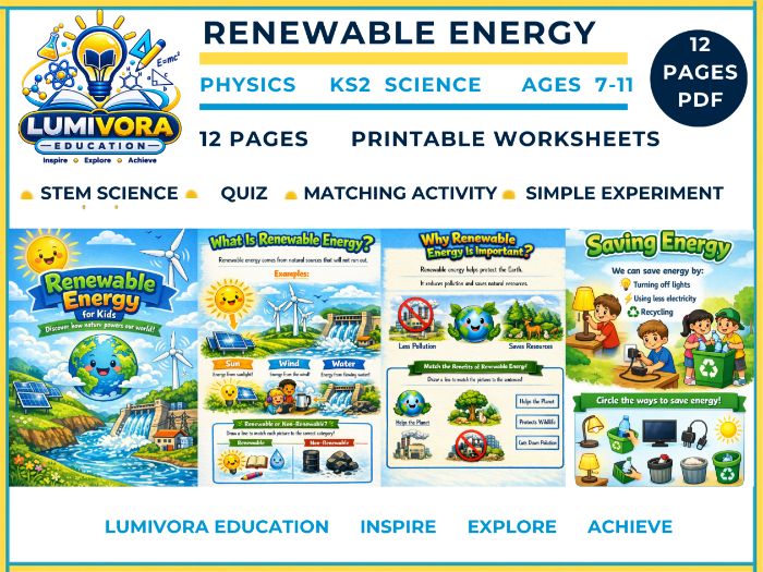 KS2 Science | Renewable Energy STEM Workbook (Ages 7–11)