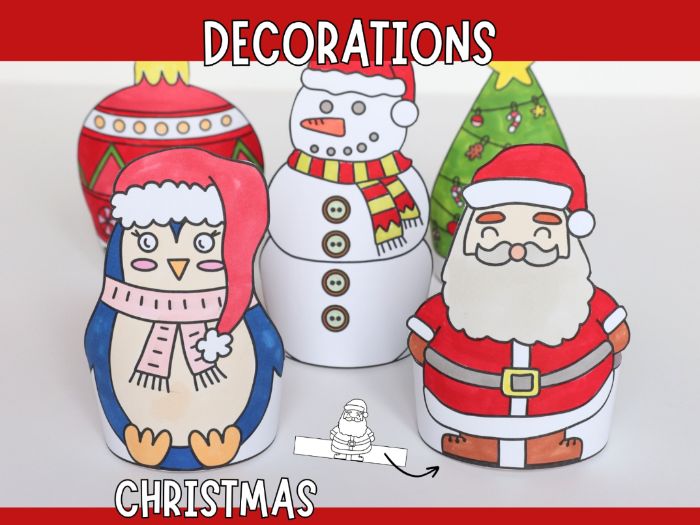 Standing Christmas Decorations - Printable Craft for Kids