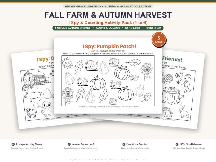 Autumn Nature I Spy | Farm & Harvest Search, Count and Colour (EYFS & KS1)