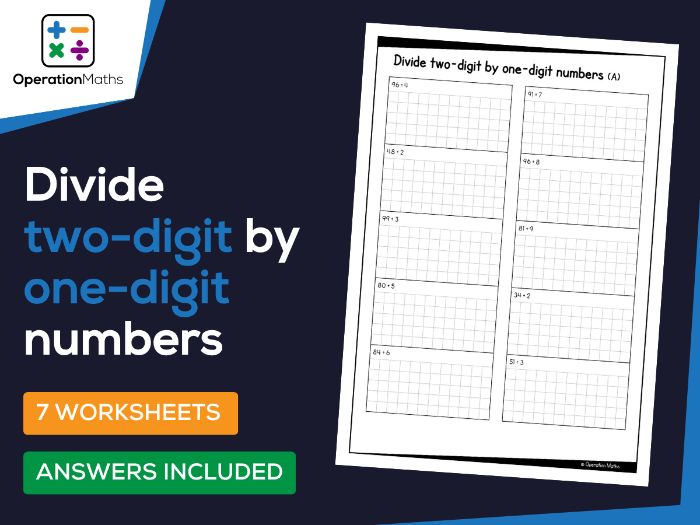 Divide two-digit by one-digit numbers