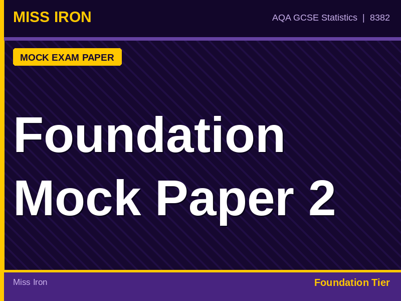 AQA GCSE Statistics Foundation Tier Mock Exam Paper 2 with Mark Scheme 8382