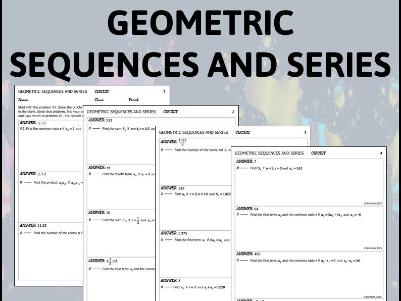 Geometric Sequences and Series - Circuit Training (15 Problems)