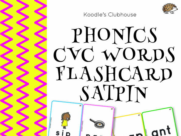 Phonics CVC words flashcards S,A,T,P,I,N