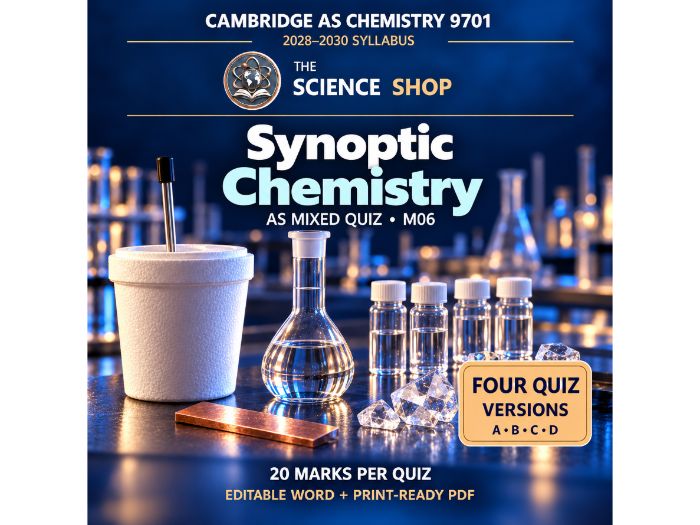 AS Synoptic Chemistry | Cambridge AS Chemistry 9701 | 4 Revision Quizzes