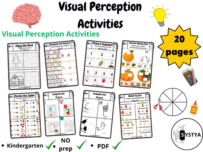 Visual Perception Activities | Preschool & Kindergarten | 20 No Prep Worksheets