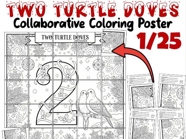 Two Turtle Doves Collaborative Poster | 12 Days of Christmas Countdown Art