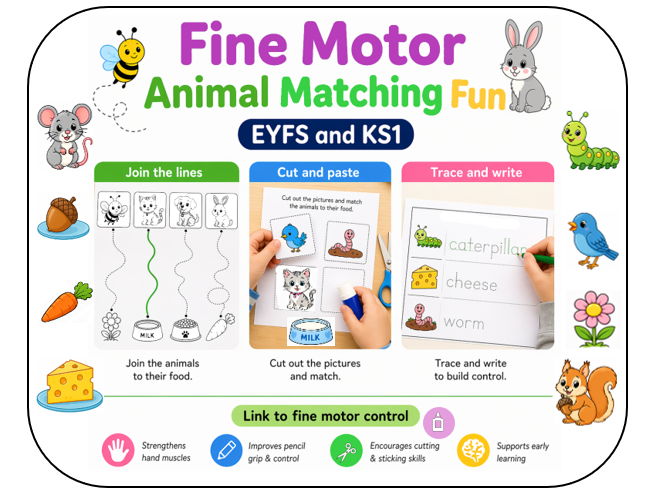 Fine Motor Animal Matching Fun EYFS&KS1