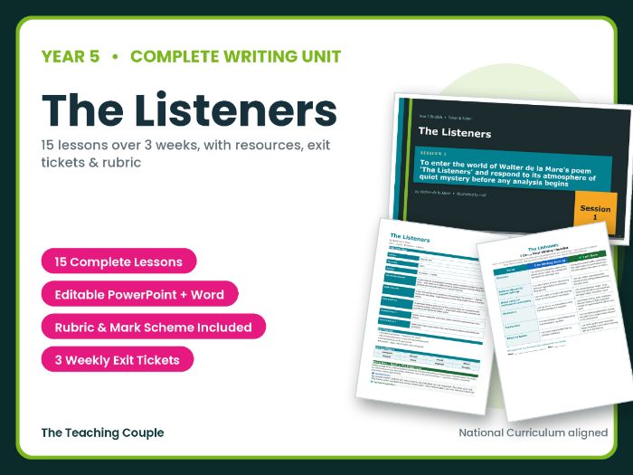 The Listeners | Year 5 English Unit | 15 Complete Lessons + Resources + Mark Scheme