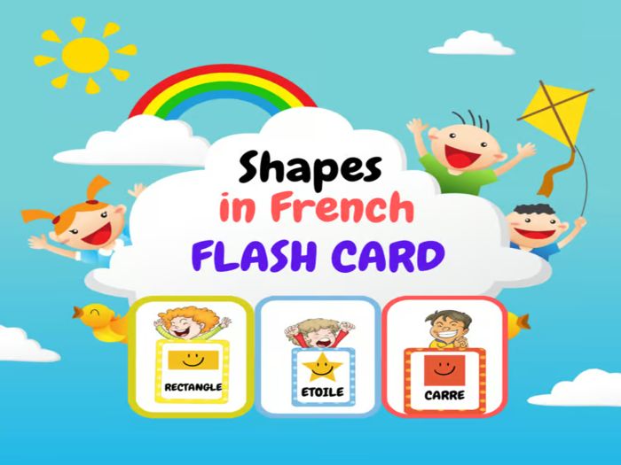 French basic Shapes - Printable Shapes Flashcards for kids/Les formes