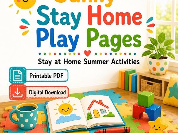 Sunny Stay Home Play Pages | Stay at Home Summer Activities | Printable PDF | Digital Download