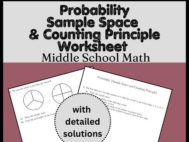 Probability Sample Space & Counting Principle Worksheet | Middle School Math