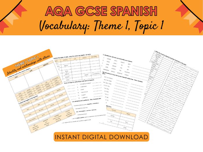 NEW SPEC- Theme 1, Topic 1 - Vocabulary Practice