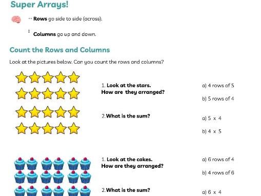 Introduction to Arrays Worksheet