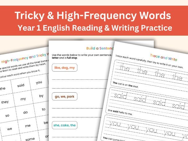Year 1 High-Frequency & Tricky Words Workbook (18 Pages) — Free Printable Resource
