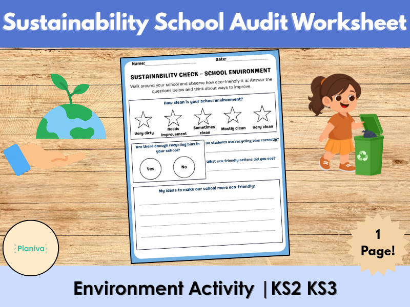 Sustainability School Audit Worksheet | Environment Activity KS2 / KS3
