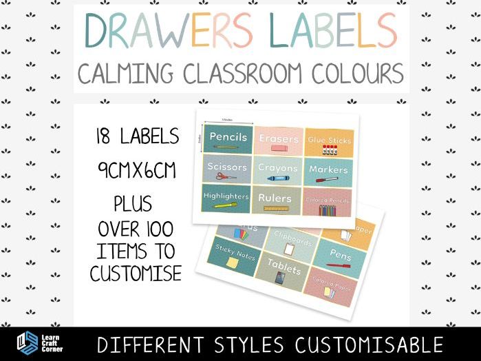 Neutral Classroom Drawer Labels | Customisable Supply & Storage Labels | Classroom Organisation