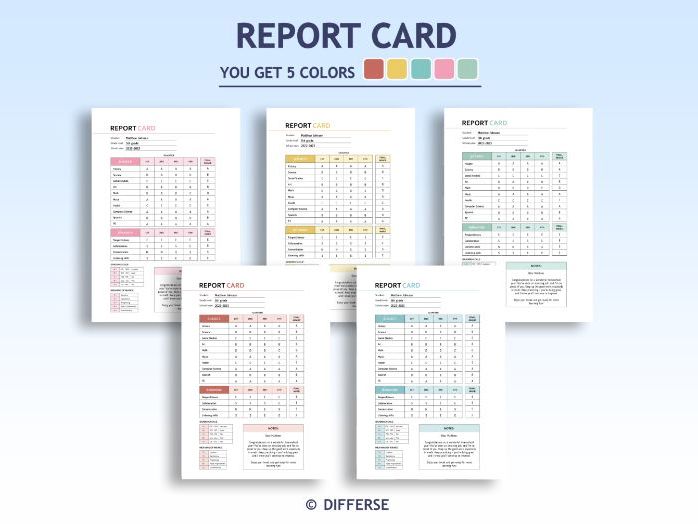 Homeschool Report Card Template | Grade Card Template | Homeschool Progress
