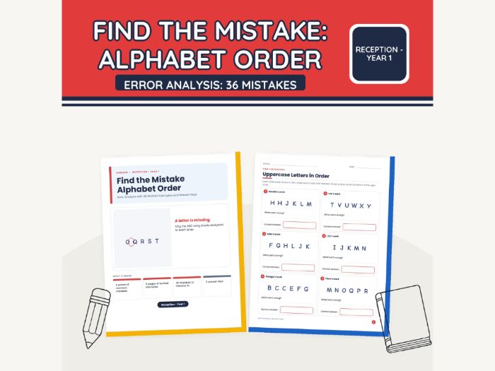 Find the Mistake: Alphabet Order